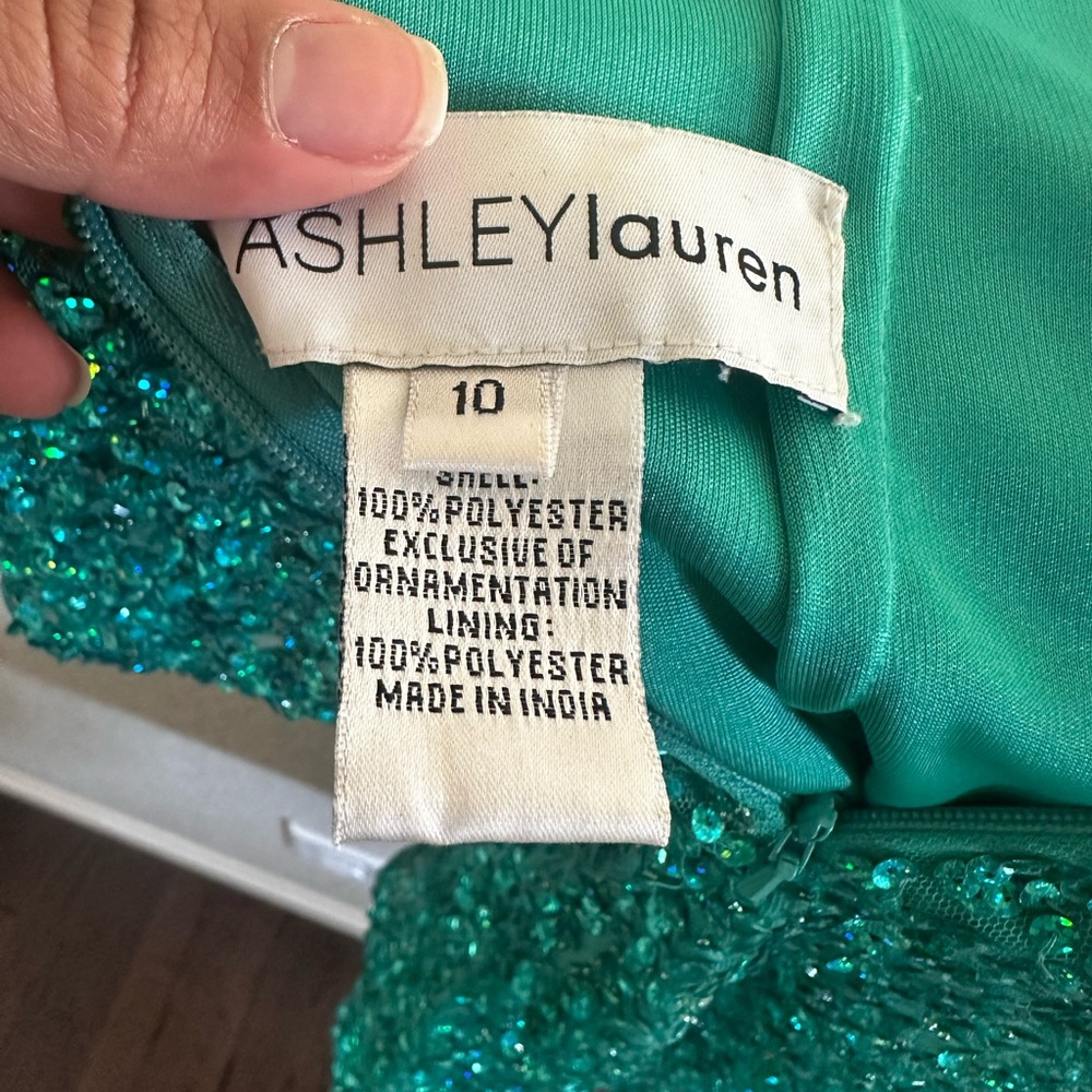 Ashley Lauren Sequined Long Sleeve Mini Dress in Jade - Picture 10 of 10